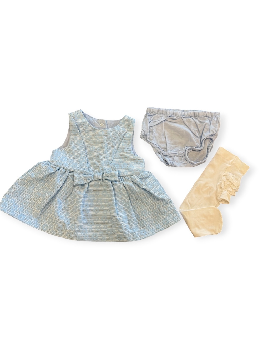 Cat & Jack Baby Dress Set with Bloomers and Tights, Size 3-6 Months, Light Blue